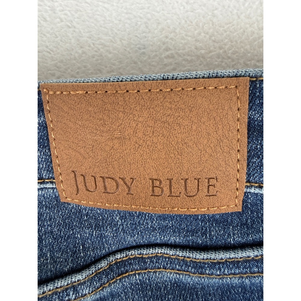 Judy Blue Denim Shorts Womens XL Dark Blue High Rise Distressed JB150246 DK - Picture 13 of 15